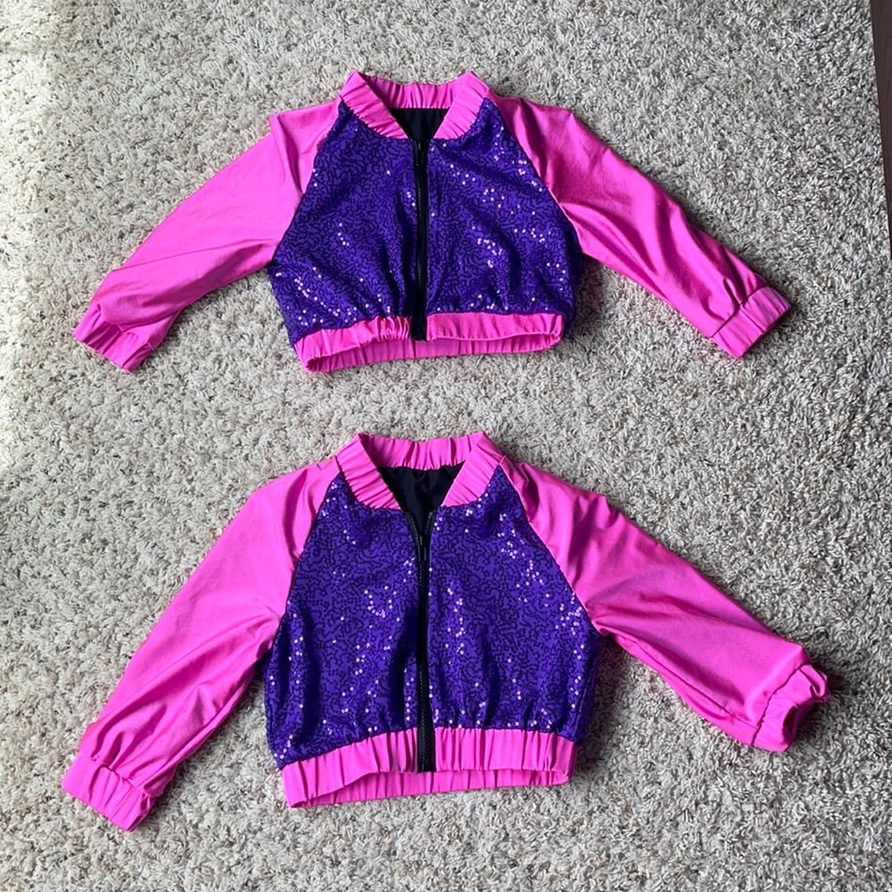 Two girls pink and purple sparkly jackets. Size MC